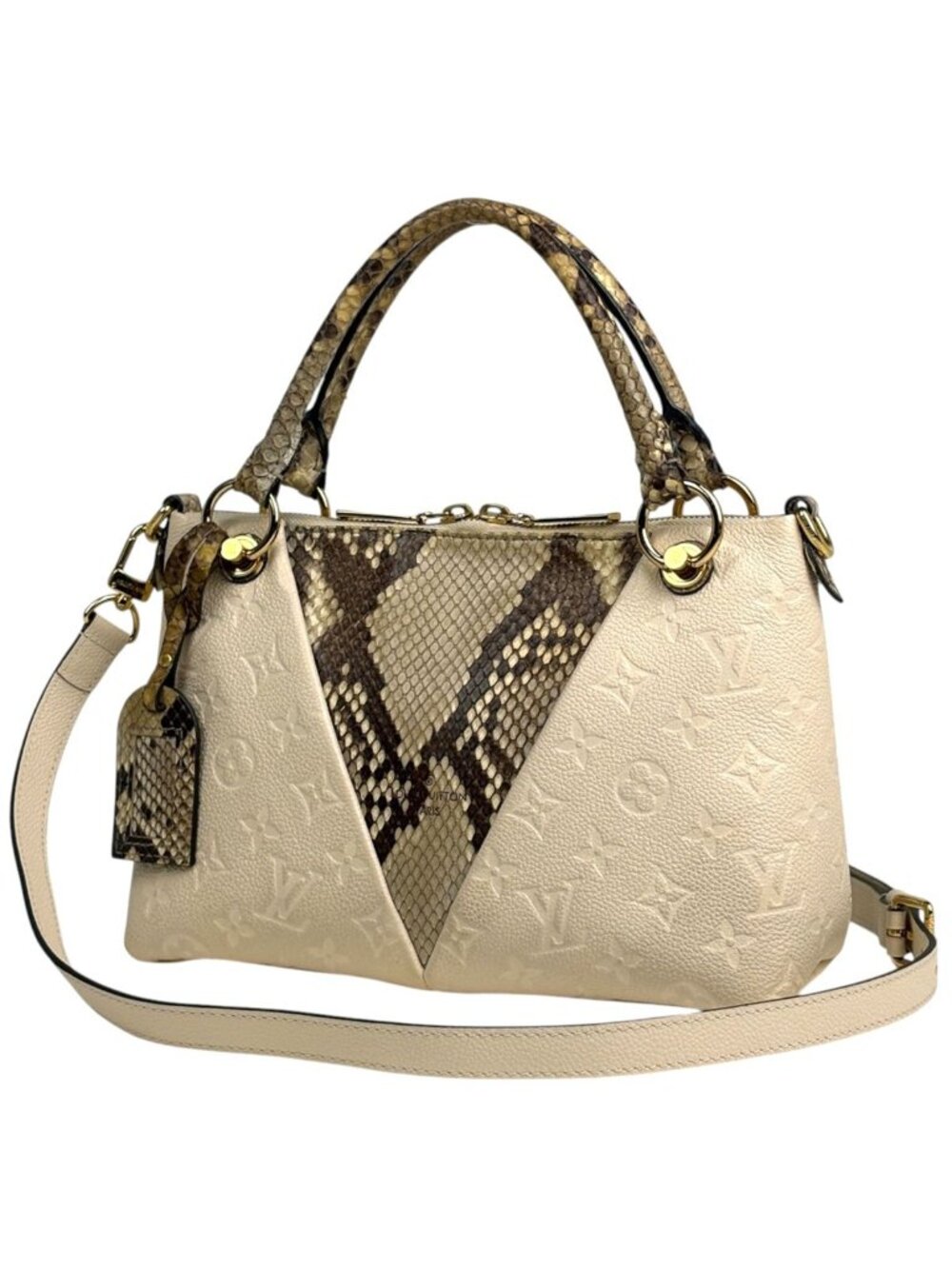 Louis Vuitton Tote BB Handbag 2-Way Exotic Monogram Empreinte Cream
